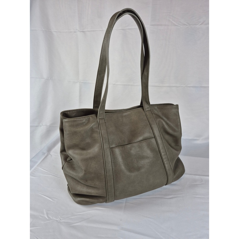 Antik Kraft Vegan Leather Tote Bag Olive Gray Large Shoulder Bag Large